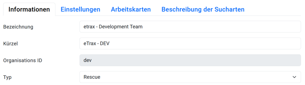Angaben zur Organisation