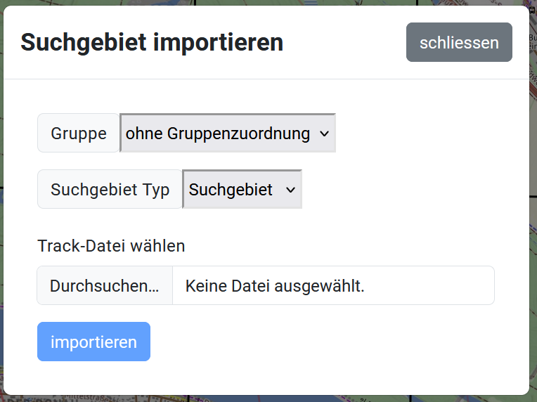 Sichgebiet importiern