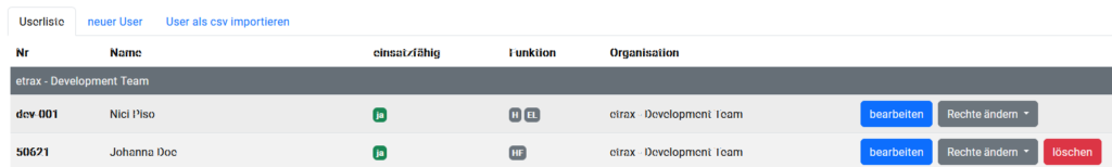 User Listing